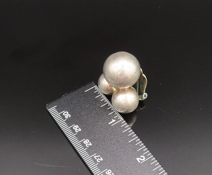 M&J SAVITT 925 Silver  Vintage Triple Bead Ball Non Pierced Earrings  EG11935