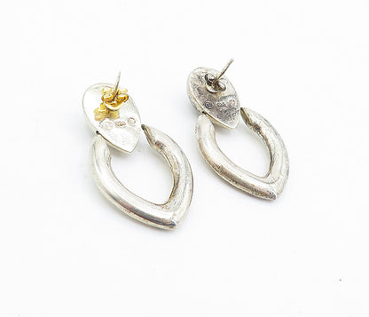 925 Sterling Silver  Vintage Shiny Hollow Dome Hinge Drop Earrings  EG2513