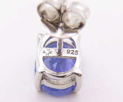 925 Sterling Silver Vintage Earrings Minimalist Oval Cut Tanzanite Stud  EG13992