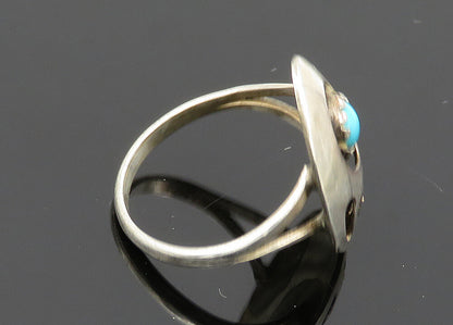 NAVAJO 925 Sterling Silver Vintage Turquoise Claw Print Band Ring Sz 5  RG20259