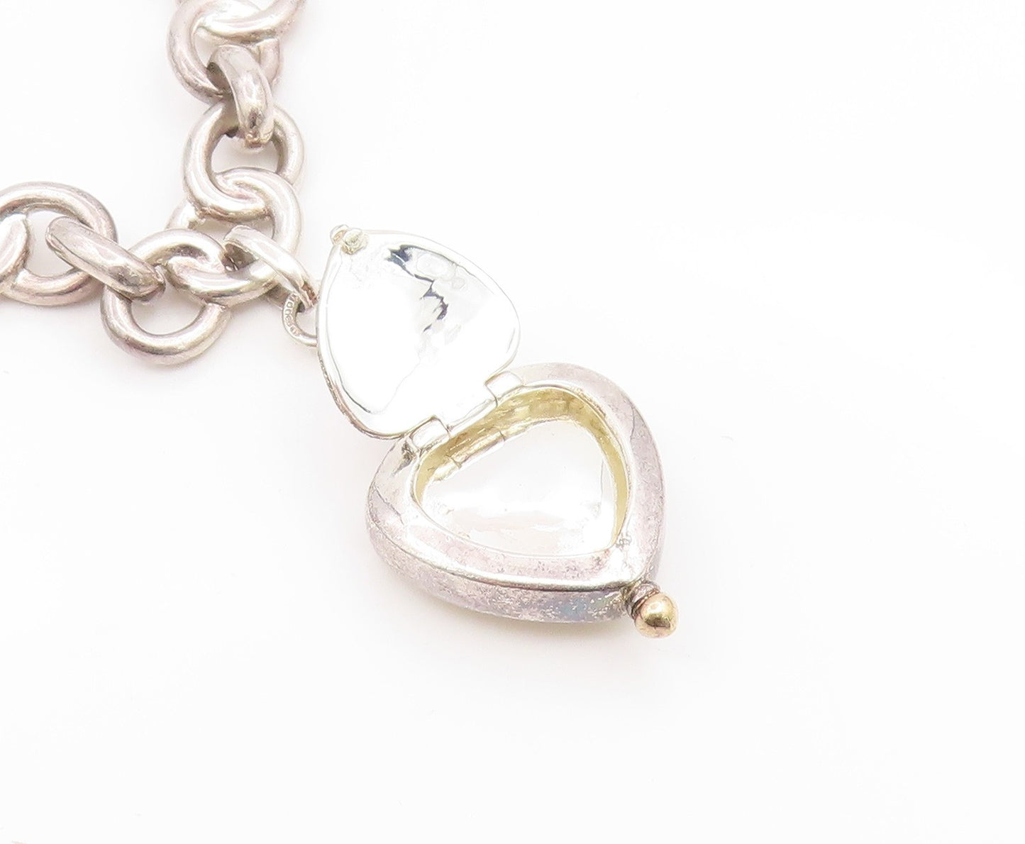925 Sterling Silver Vintage Necklace LINKS OF LONDON Love Heart Toggle  NE4825