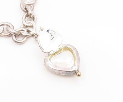 925 Sterling Silver Vintage Necklace LINKS OF LONDON Love Heart Toggle  NE4825
