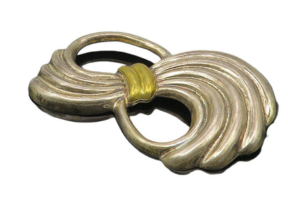 MEXICO 925 Sterling Silver  Vintage Two Tone Swirl Bow Brooch Pin  BP4280