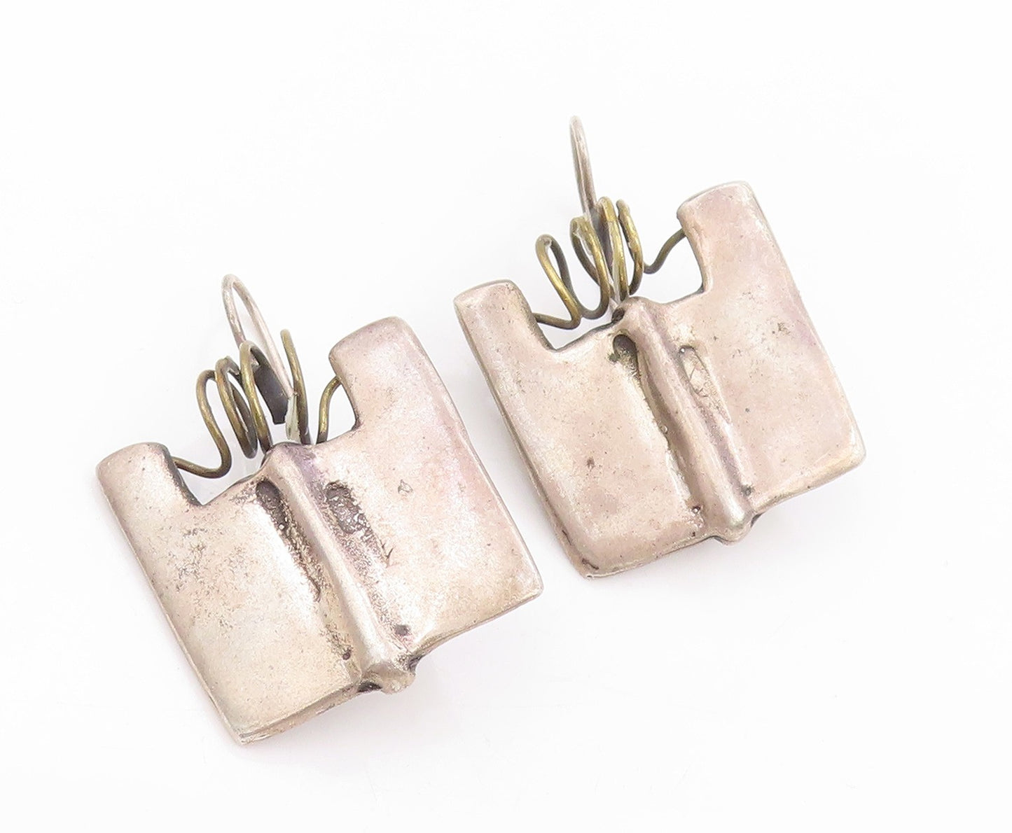 925 Sterling Silver Vintage Earrings Modernist Geometric Wire Design  EG14055
