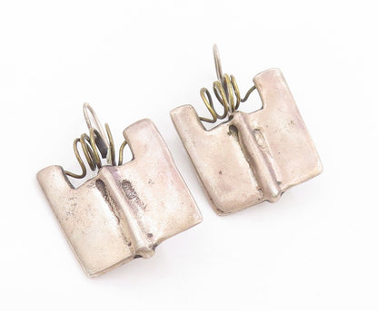 925 Sterling Silver Vintage Earrings Modernist Geometric Wire Design  EG14055