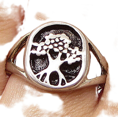 925 Sterling Silver  Vintage Tree View Band Ring Sz 8  RG3389