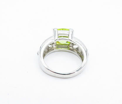 925 Sterling Silver Green Cubic Zirconia Floral Cocktail Ring Sz 7 RG6059