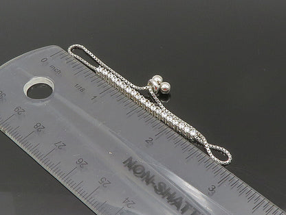 925 Silver  White Cubic Zirconia Adjustable Child Box Chain Bracelet  BT1060