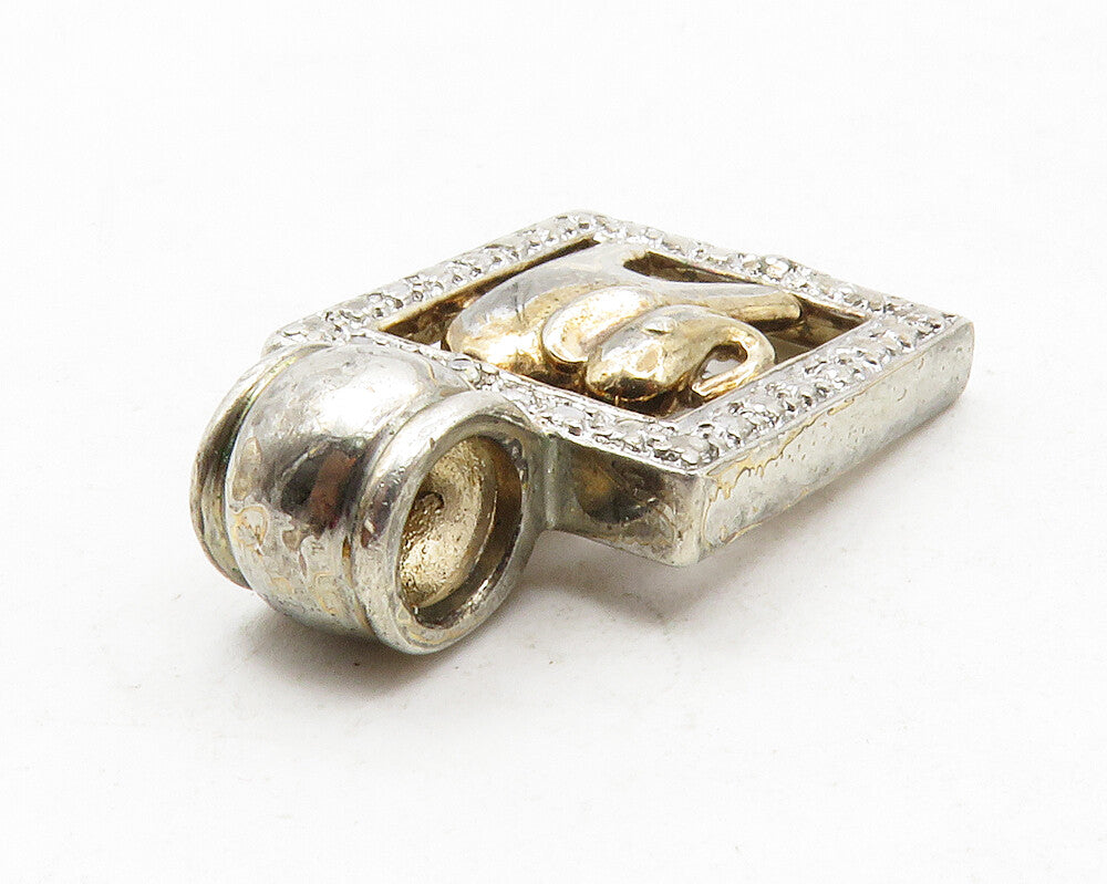 ROSS SIMON 925 Silver  Vintage Genuine Diamonds Elephant Pendant  PT10036