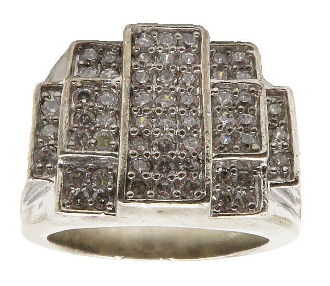 925 Sterling Silver  Vintage Cubic Zirconia Cocktail Ring Sz 11.5  RG13834
