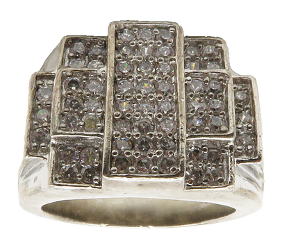 925 Sterling Silver  Vintage Cubic Zirconia Cocktail Ring Sz 11.5  RG13834