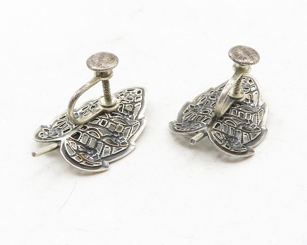 JEWEL ART 925 Silver  Vintage Floral Leaf Motif Non Pierce Earrings  EG6385