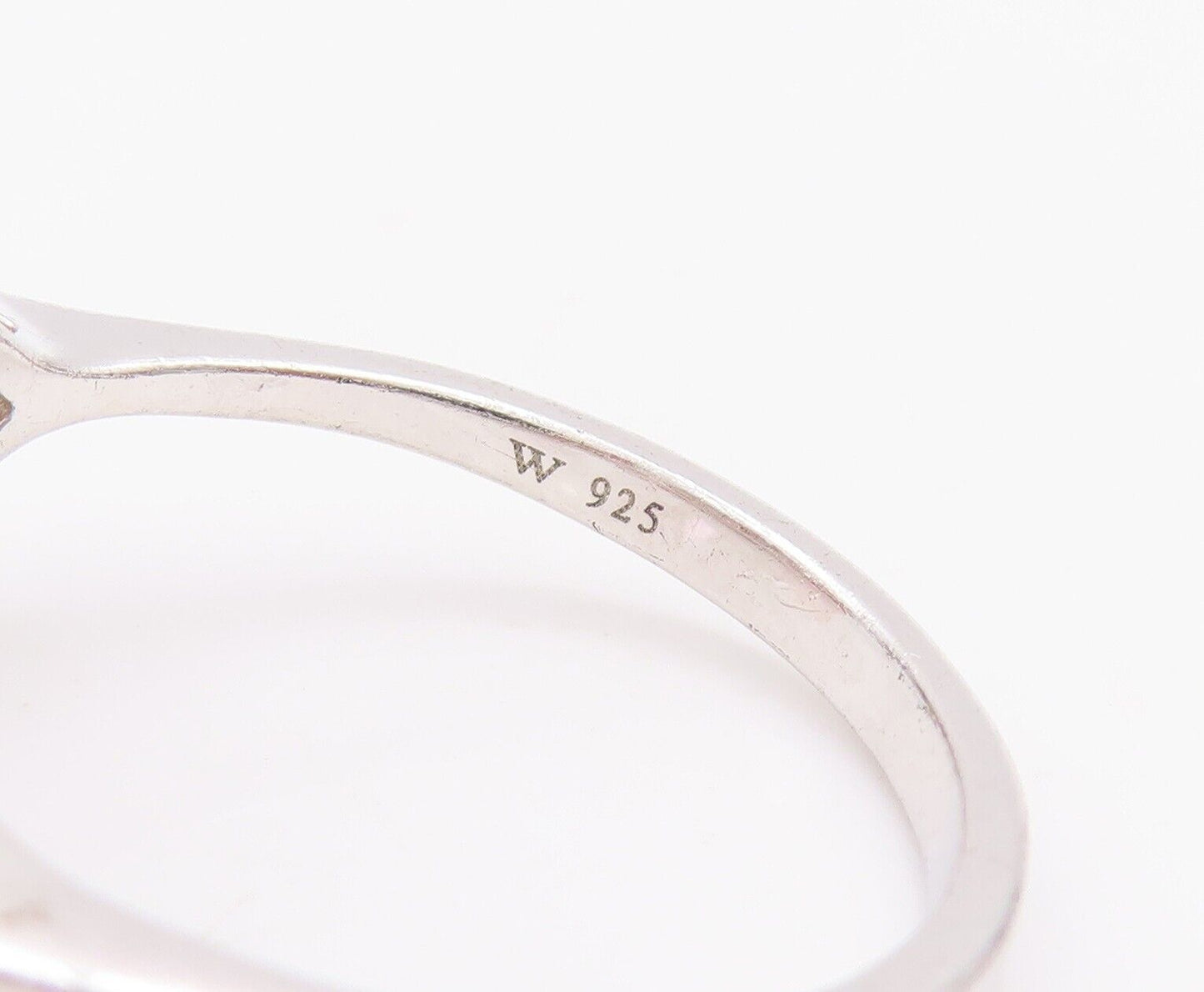 925 Sterling Silver Vintage Ring Oval Pink & Triangle White CZ  Sz 10  RG28635