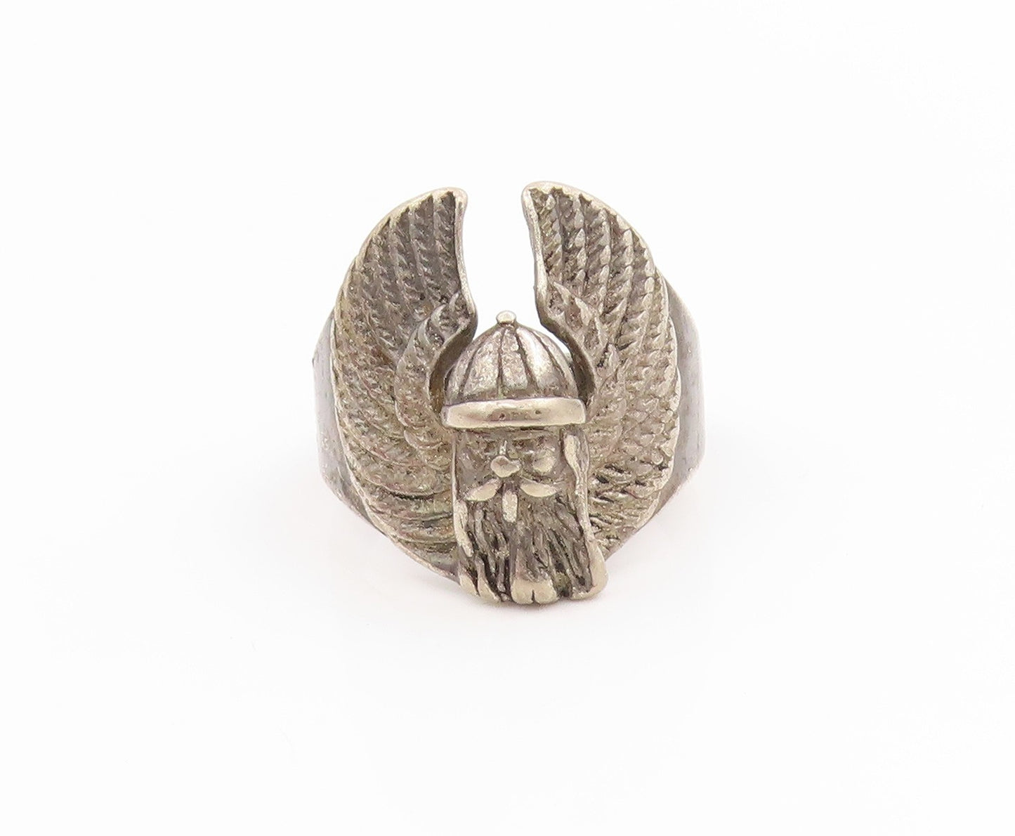 925 Sterling Silver Vintage Ring Etched Viking Warrior Thor Band  Sz 12  RG34574