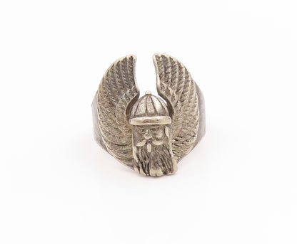 925 Sterling Silver Vintage Ring Etched Viking Warrior Thor Band  Sz 12  RG34574