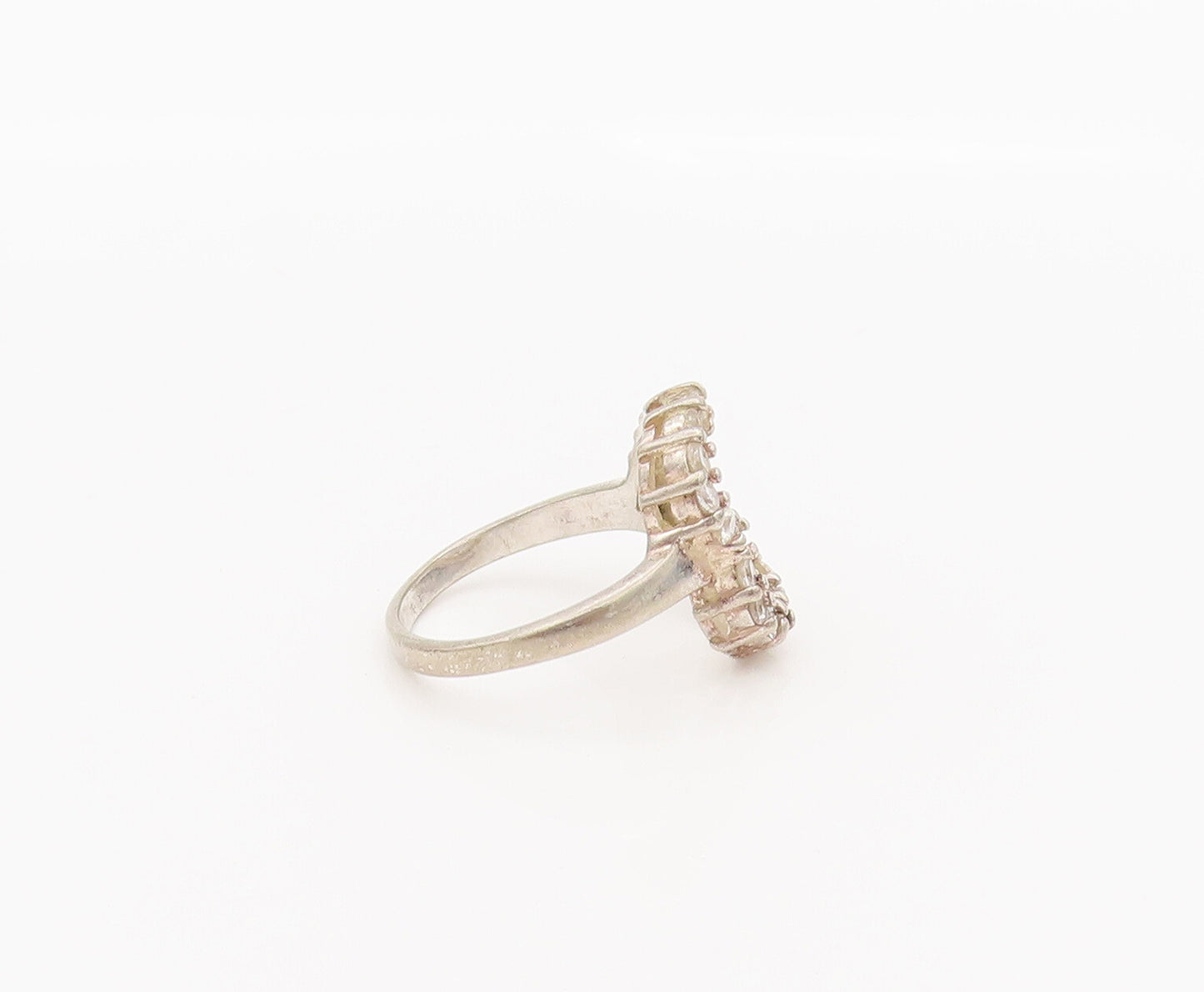 925 Sterling Silver Vintage Ring Minimalist Cutout Love CZ Heart Sz 6.5  RG27634
