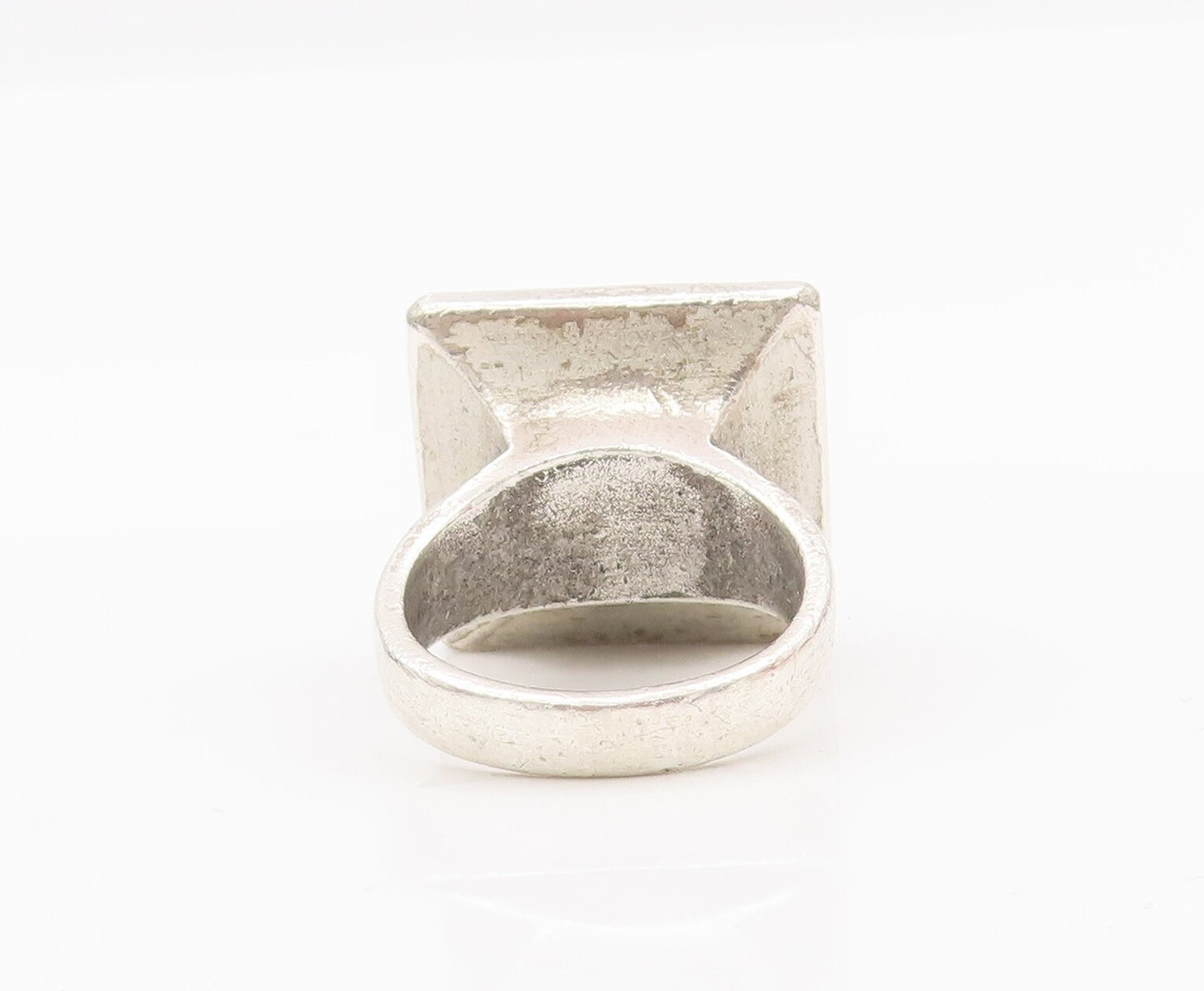 925 Sterling Silver Vintage Ring Large Square Mother Of Pearls  Sz 7  RG28115