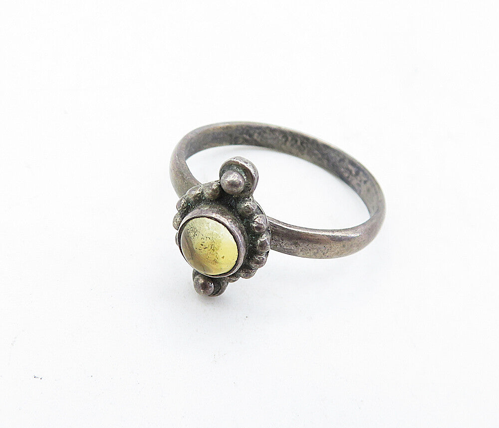 925 Sterling Silver Vintage Cabochon Cut Topaz Solitaire Ring Sz 7 RG5199