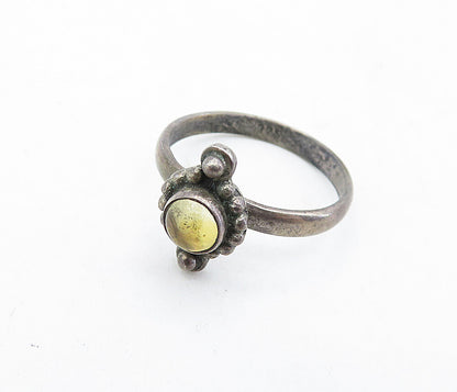 925 Sterling Silver Vintage Cabochon Cut Topaz Solitaire Ring Sz 7 RG5199
