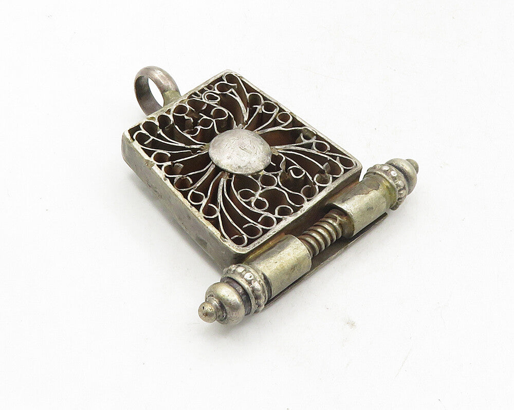 925 Sterling Silver  Vintage Dark Tone Open Floral Design Pendant  PT7788