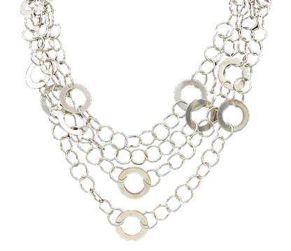 925 Sterling Silver  Vintage Shiny Open Circle Link Chain Necklace  NE3382