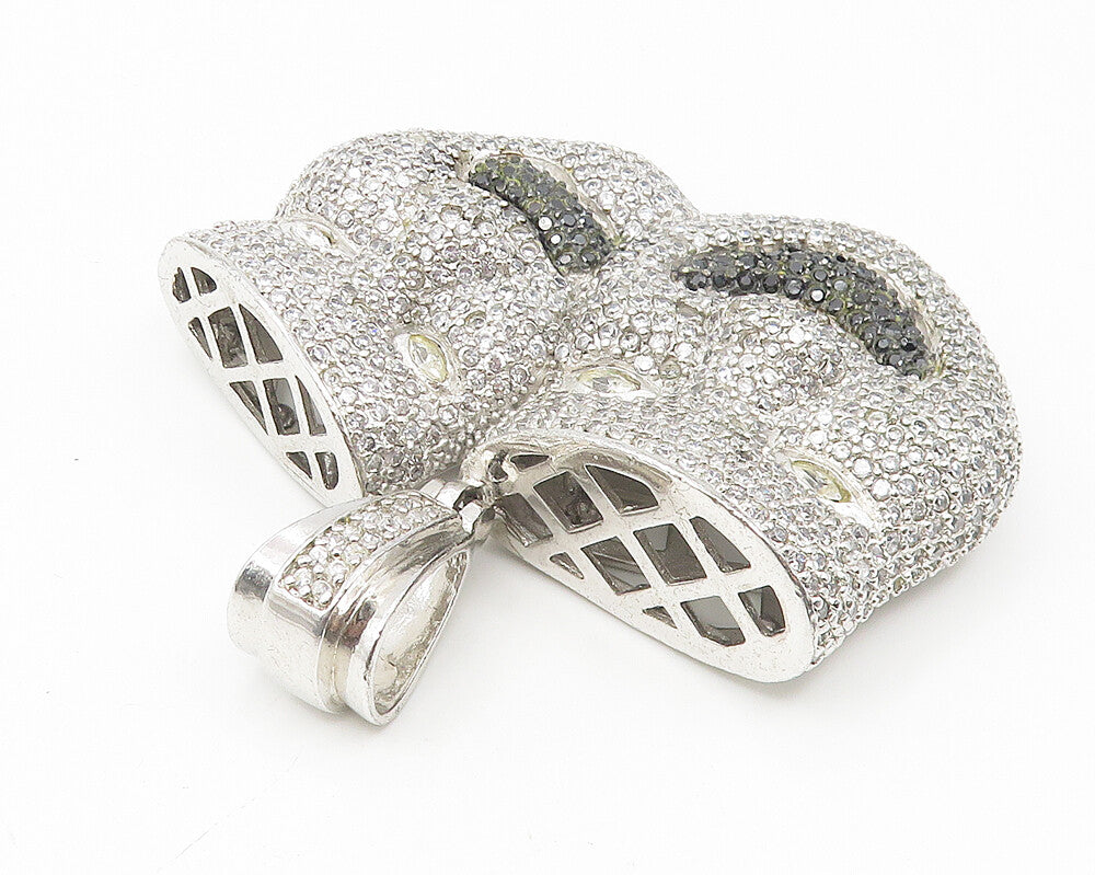 925 Sterling Silver  Cubic Zirconia & Hematite Theater Masks Pendant  PT9176
