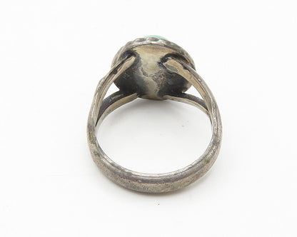 NAVAJO 925 Silver  Vintage Antique Turquoise Twist Band Ring Sz 5  RG10692