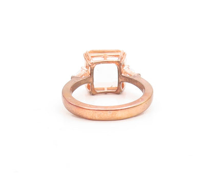 925 Sterling Silver Vintage Ring Rose Gold Plated Morganite & CZ  Sz 7  RG30103