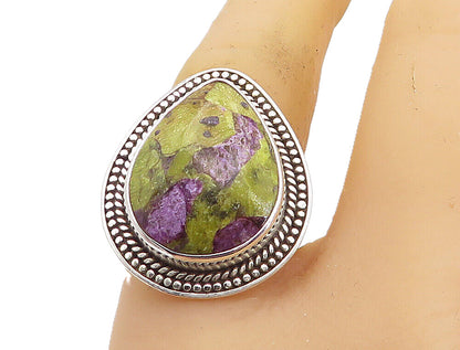 925 Sterling Silver  Pear Shaped Jasper Shiny Twist Cocktail Ring Sz 8  RG8455
