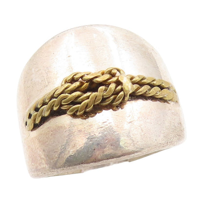 925 Sterling Silver Vintage Ring MEXICO Two Tone Braided Knot Band Sz 6 RG34645