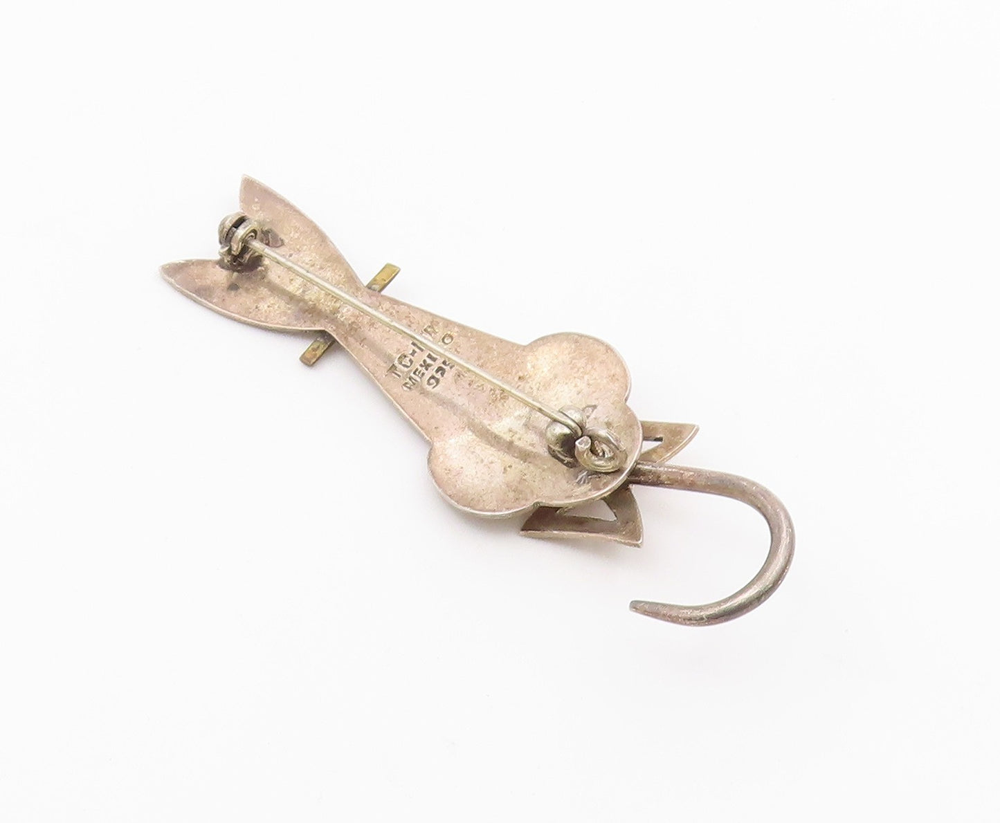 MEXICO 925 Silver  Vintage Two Tone Sitting Cat Brooch Pin (WAGS)  BP7365