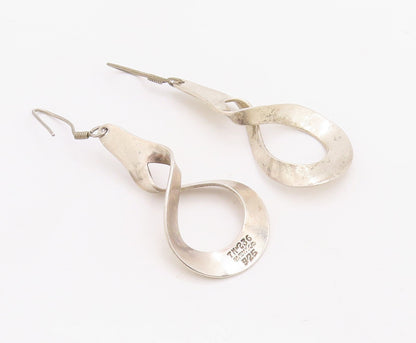925 Sterling Silver Vintage Earrings MEXICO Cutout Twisted Drop Design  EG13176