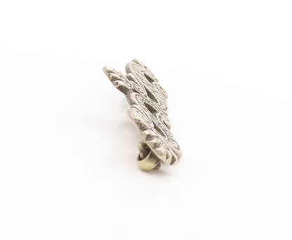 925 Sterling Silver Vintage Hair Clip Swirly Carved Floral Design  TR3805