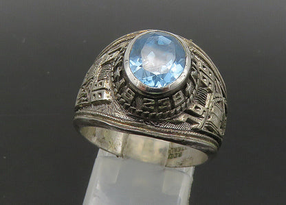 REED 925 Silver  Vintage Blue Topaz I.S. 238 Class 1998 Ring Sz 8.5  RG22097