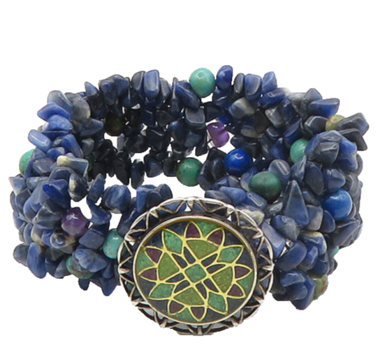 CAROLYN POLLACK RELIOS 925 Silver  Vintage Sodalite Cluster Bracelet  BT6886