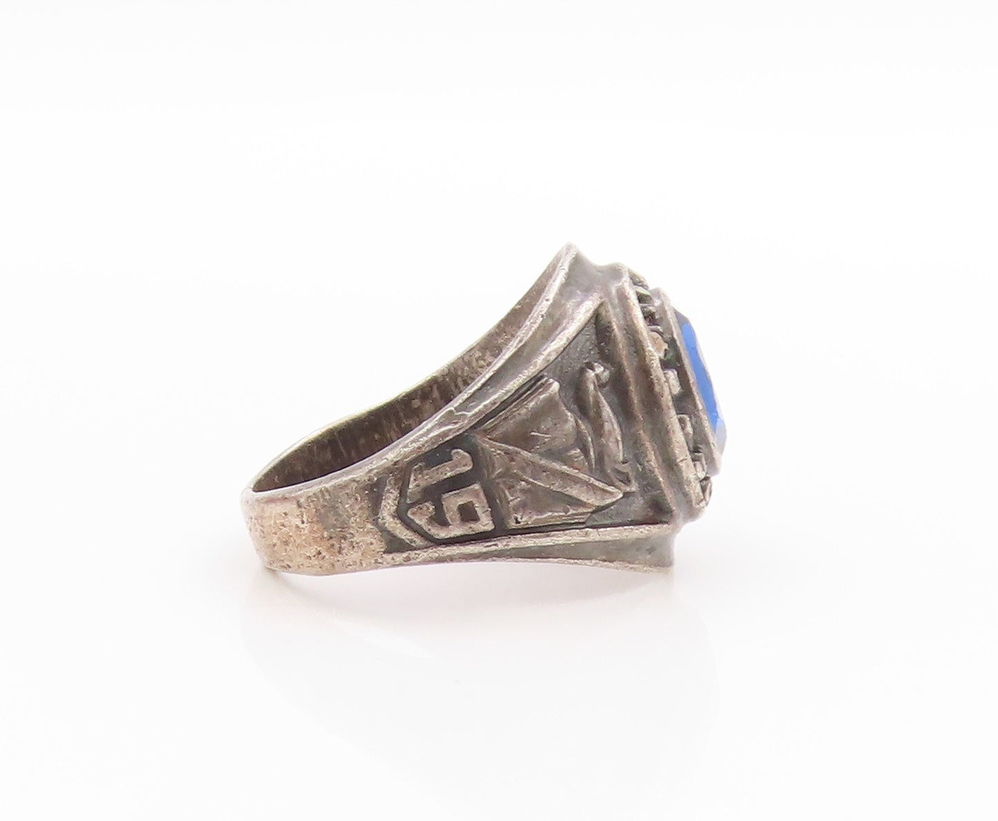 925 Sterling Silver Vintage Ring Sapphire 1969 St. James School Sz 10.5 RG33458