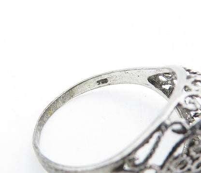 925 Sterling Silver  Vintage Petite Pearl Swirl Cocktail Ring Sz 8.5  RG6128