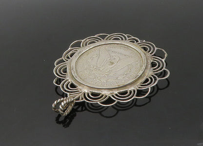 925 Sterling Silver  Vintage 1888 One Dollar U.S. Coin Pendant  PT16854