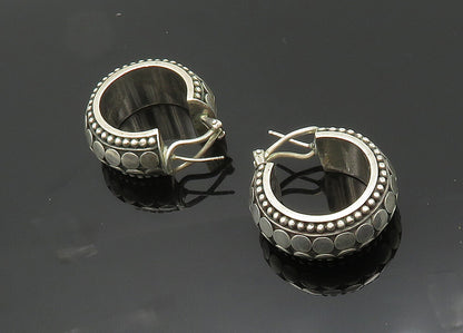 JOHN HARDY 925 Silver  Vintage Circle Pattern Heavy Hoop Earrings  EG10061
