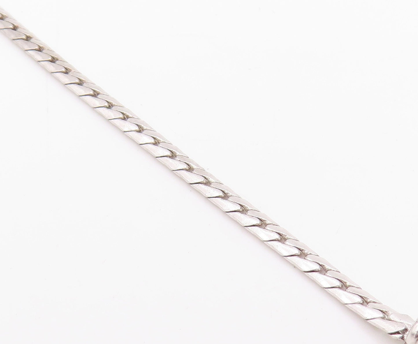 925 Sterling Silver Vintage Necklace Genuine Diamonds Elegant Oval Link  NE4755