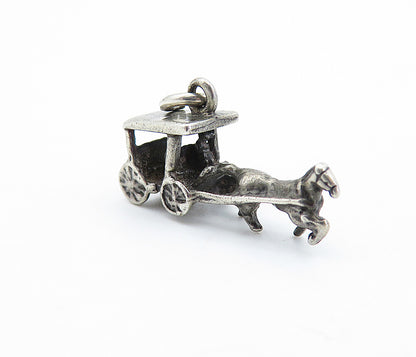 POST BELL TRADING 925 Silver  Vintage Horse & Carriage Motif Pendant  PT4190