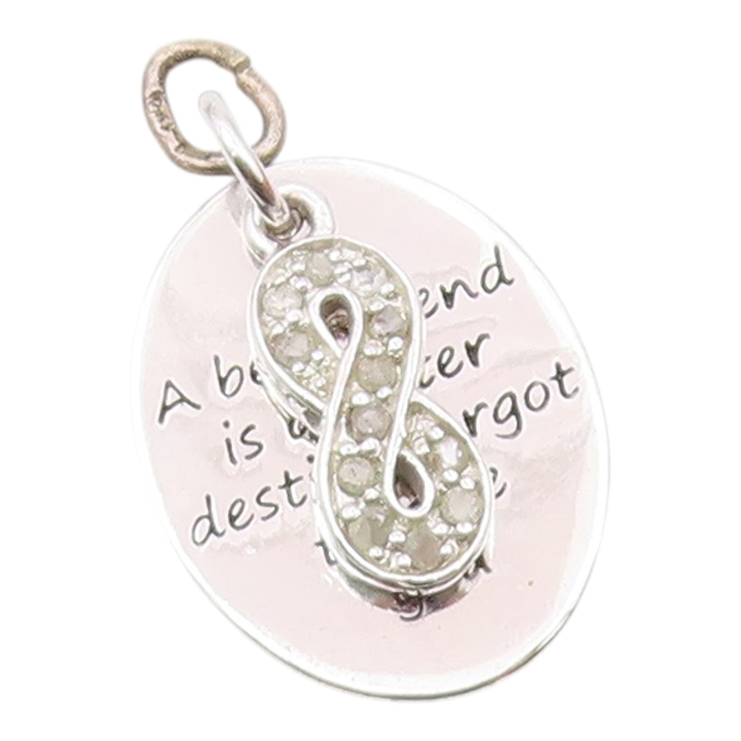 925 Silver  Vintage Genuine Diamonds Infinity Best Friends Pendant  PT16262