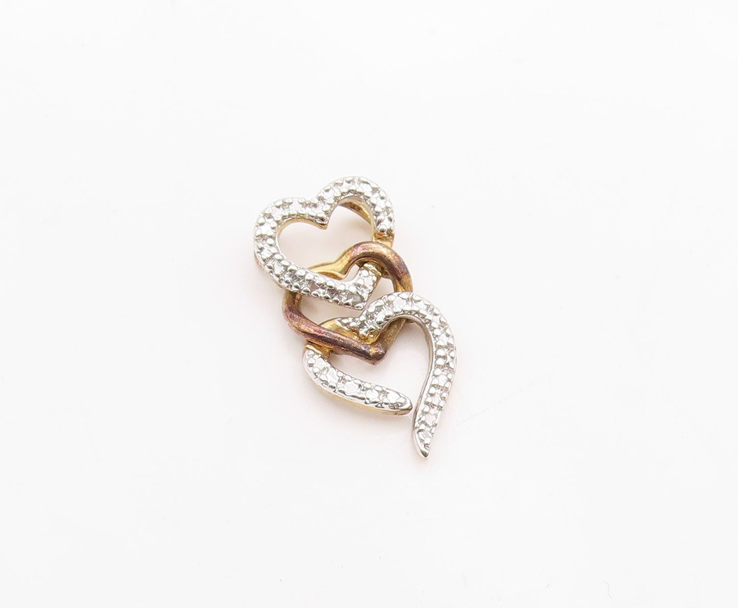 ROSS SIMON 925 Silver  Genuine Diamond Triple Love Hearts Pendant  PT9220