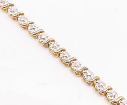 925 Sterling Silver Vintage Bracelet Floral Carved Dangling Snow Flake  BT10619