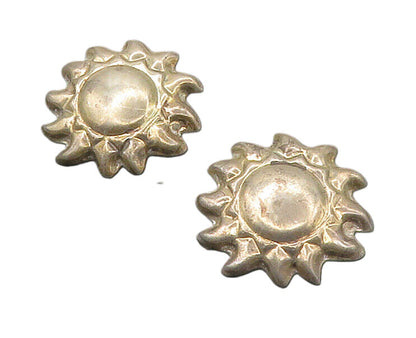 MEXICO 925 Sterling Silver  Vintage Sun Motif Non Pierce Earrings  EG8800