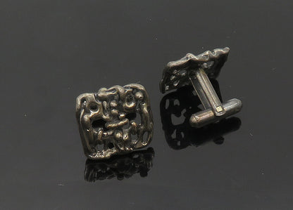 925 Sterling Silver  Vintage Dark Tone Modernist Design Cufflinks  TR2807