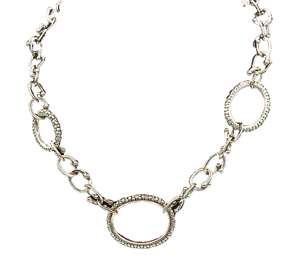 MICHAEL DAWKINS 925 Silver  Vintage Cobble Pattern Oval Chain Necklace  NE3481