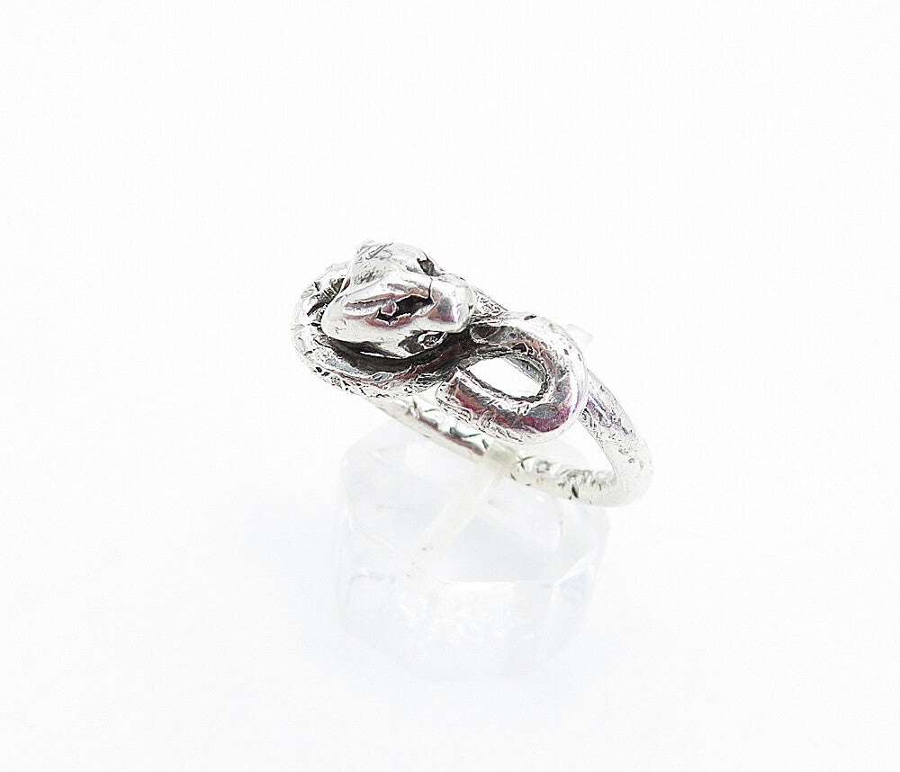 925 Sterling Silver Vintage Snake Head & Tail Motif Band Ring Sz 8 RG3649