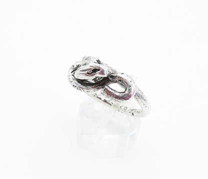 925 Sterling Silver Vintage Snake Head & Tail Motif Band Ring Sz 8 RG3649