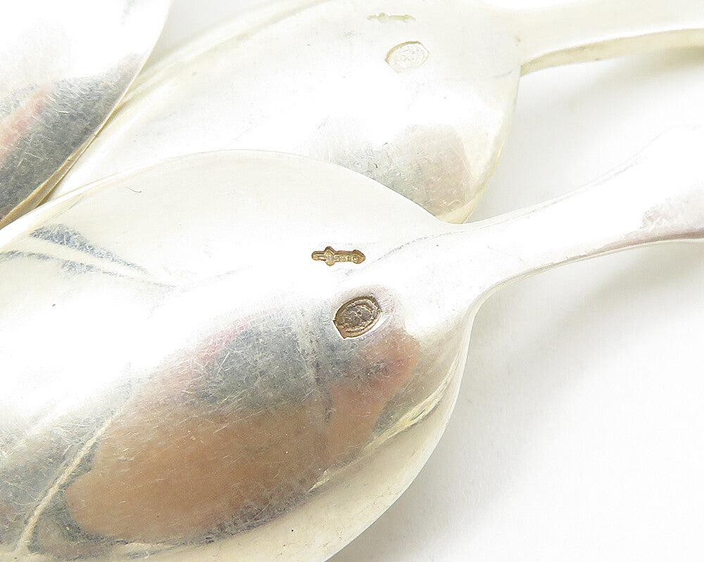 GERMANY 925 Silver  Vintage 5 Pcs Enamel Detail Espresso Spoon Set  TR2515